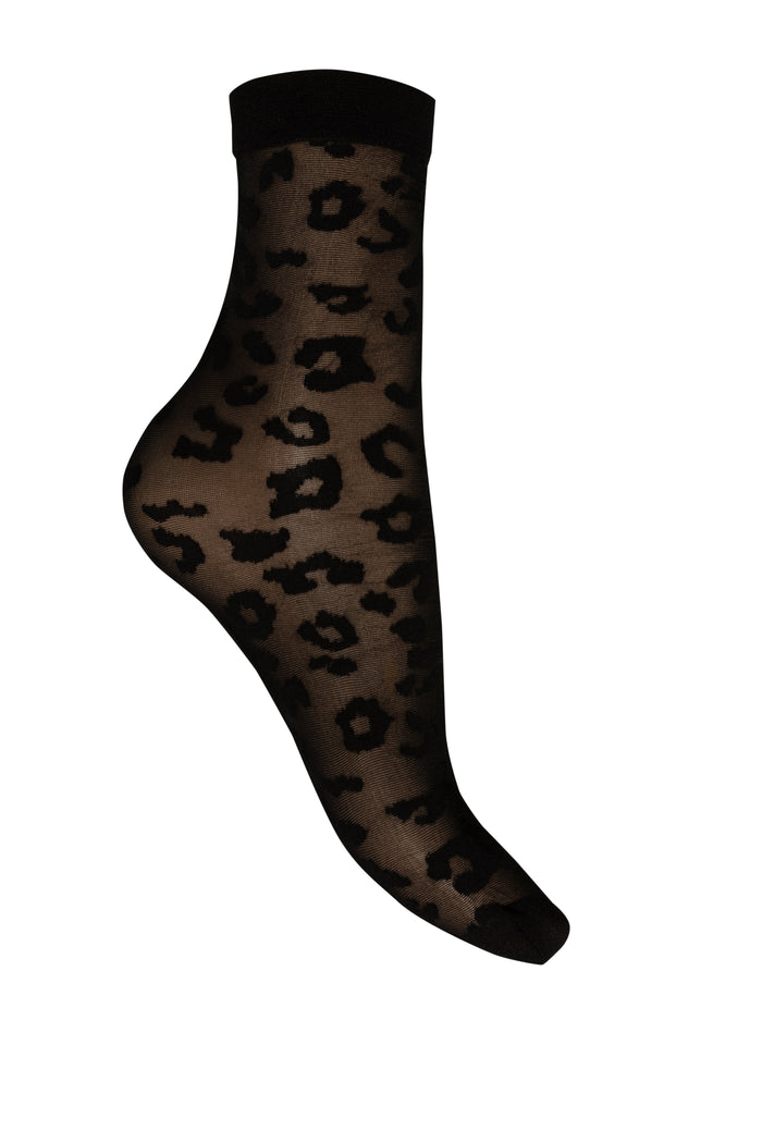 Anklet socks with a leopard print design