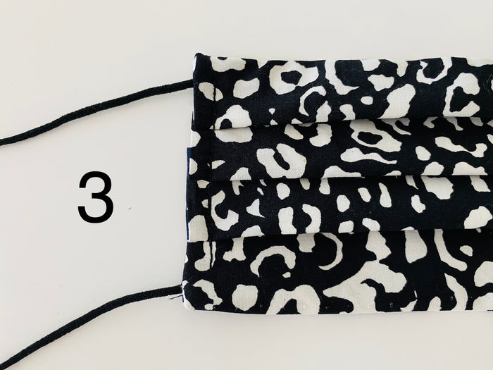Leopard print cotton re- usable adjustable face cover / mask