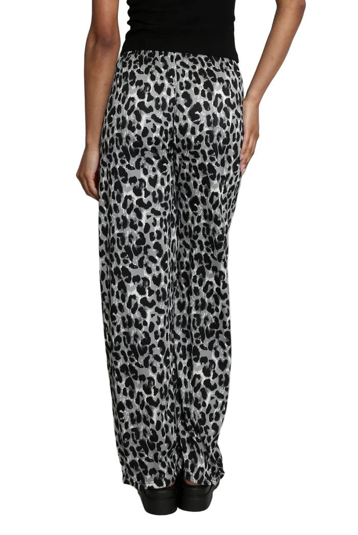 Allana wide leg trousers with leopard print  design, on a white background