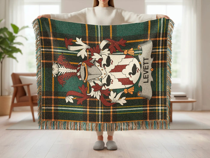 Levett woven blanket shown at full scale with its fringe.