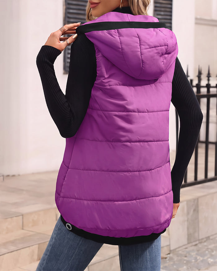 Lightweight Hooded Quilted Longline Vest