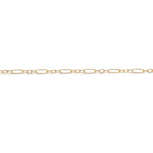 Permanent Jewerly, Long-Short Link Chain, 14k Solid Gold by the Inch