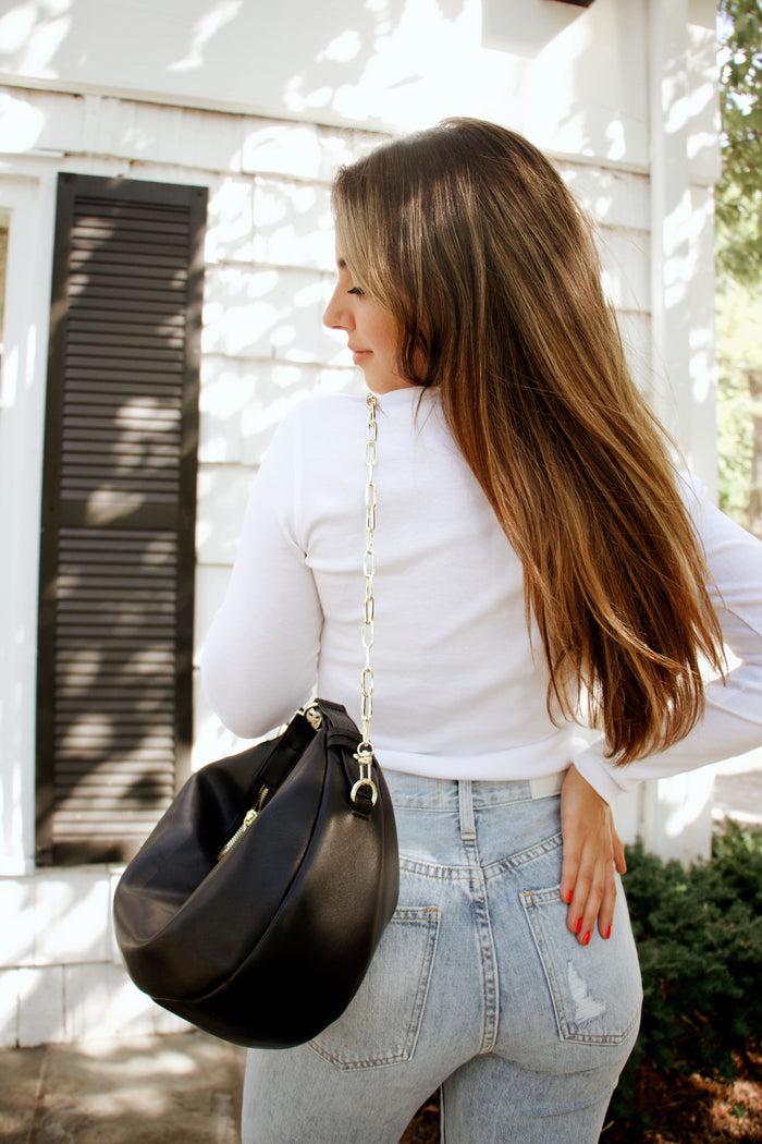 Long Sleeve Crew Neck in White - Madison's Niche