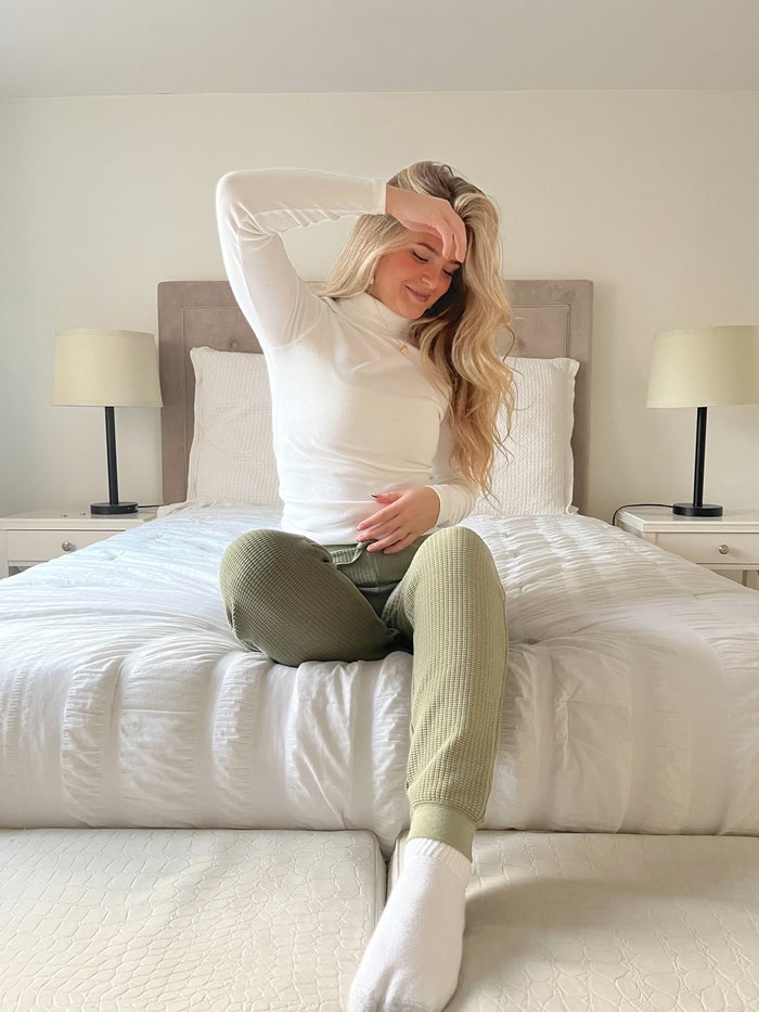 Long Sleeve Turtle Neck Tee in White - Madison's Niche