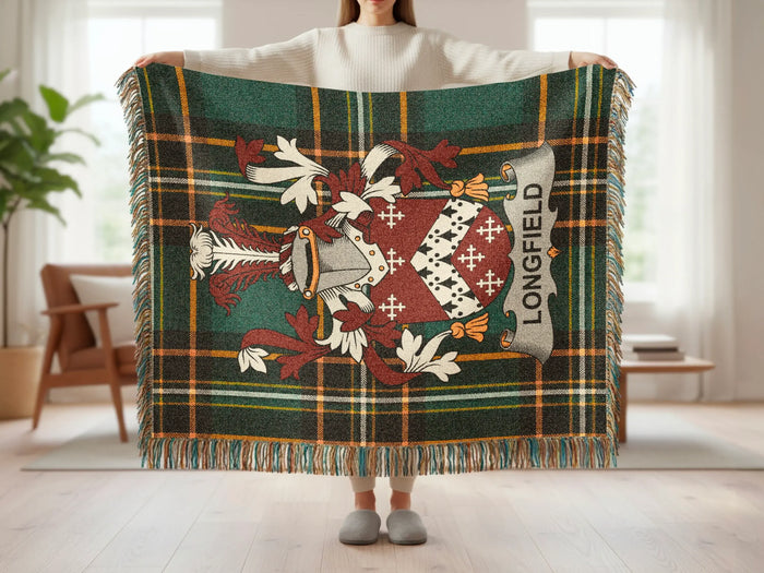 Longfield woven blanket opened out to its full width.