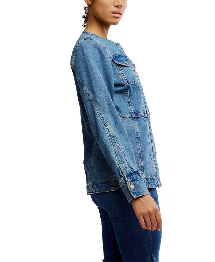 Lula Denim Jacket in River Blue - Madison's Niche