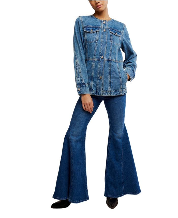 Lula Denim Jacket in River Blue - Madison's Niche