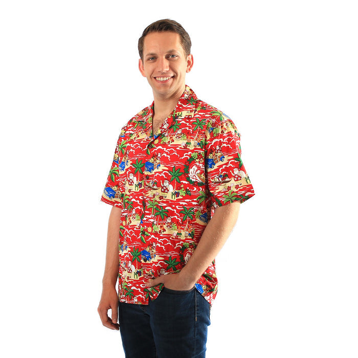 Made in Hawaii Made in Hawaii Men's Aloha Shirt in Santa Red