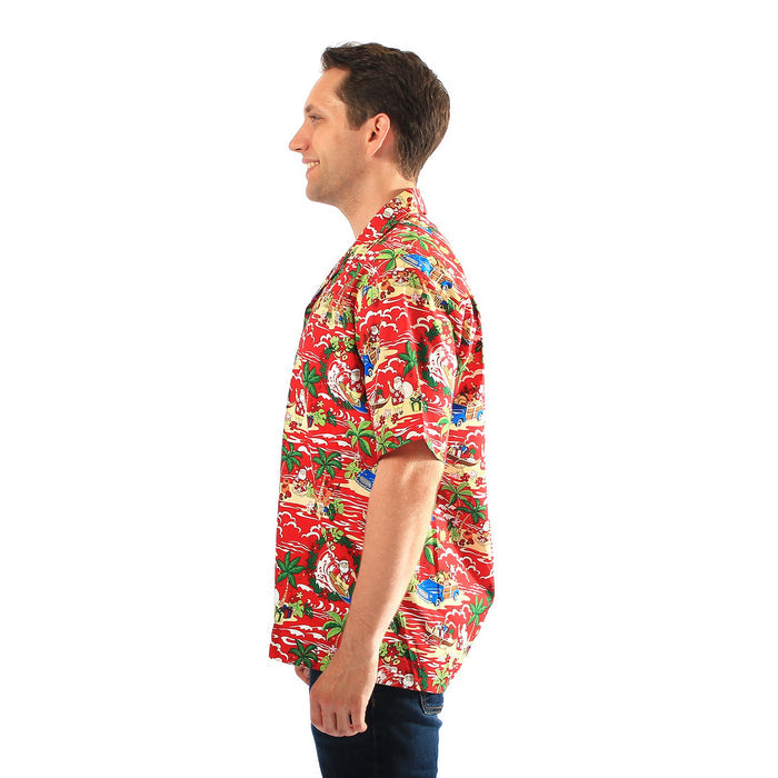 Made in Hawaii Made in Hawaii Men's Aloha Shirt in Santa Red