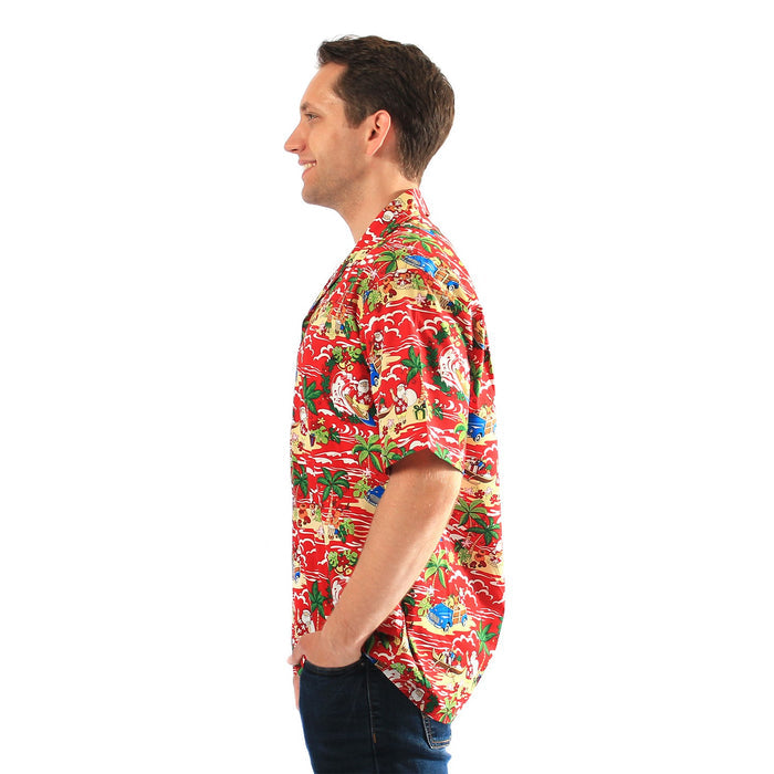 Made in Hawaii Made in Hawaii Men's Aloha Shirt in Santa Red