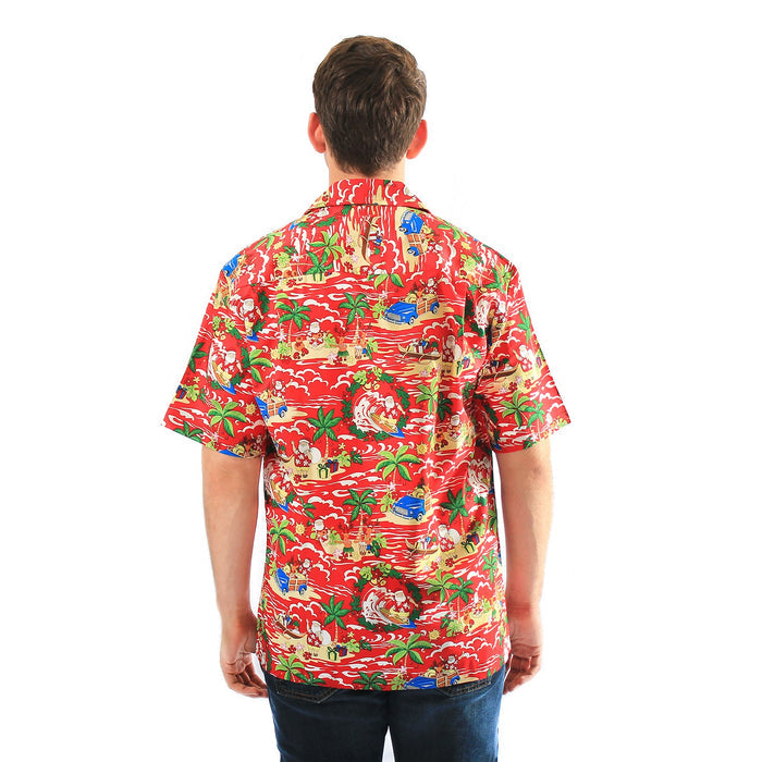 Made in Hawaii Made in Hawaii Men's Aloha Shirt in Santa Red