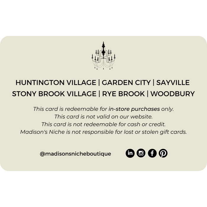 Madison's Niche In-Store Gift Card - Madison's Niche
