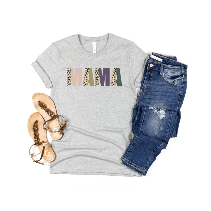 Mama Split Leopard Short Sleeve Tee T-Shirt