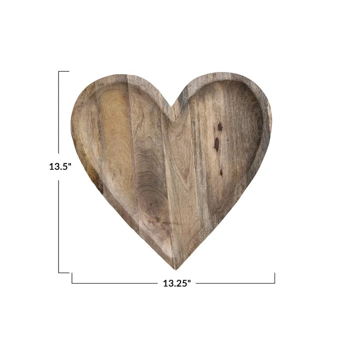 Mango Wood Heart Tray - Madison's Niche