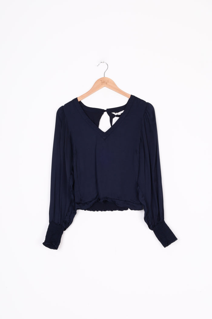 Max Womens Blue Blouse Size 6