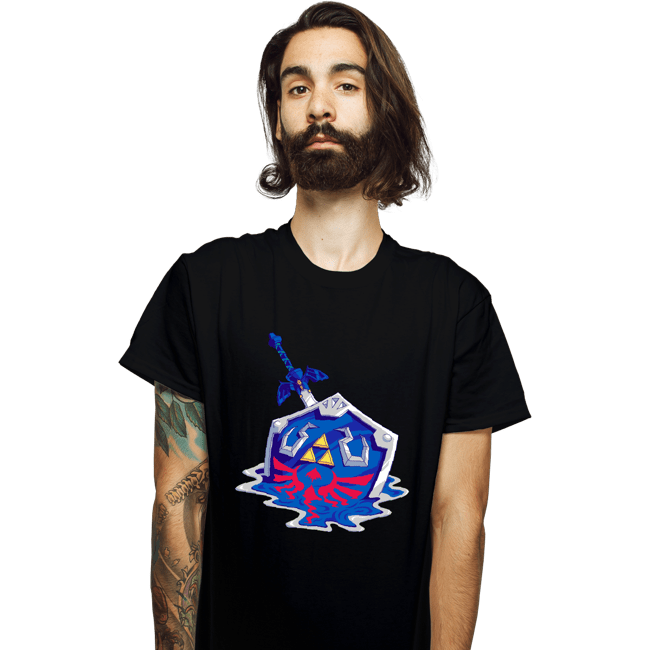 Daily_Deal_Shirts T-Shirts, Unisex / Small / Black Melting Shield and Sword
