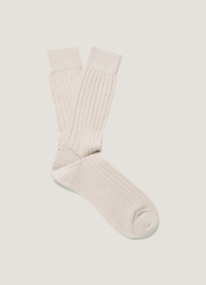 Men's Cashmere Ribbed Socks in Natural