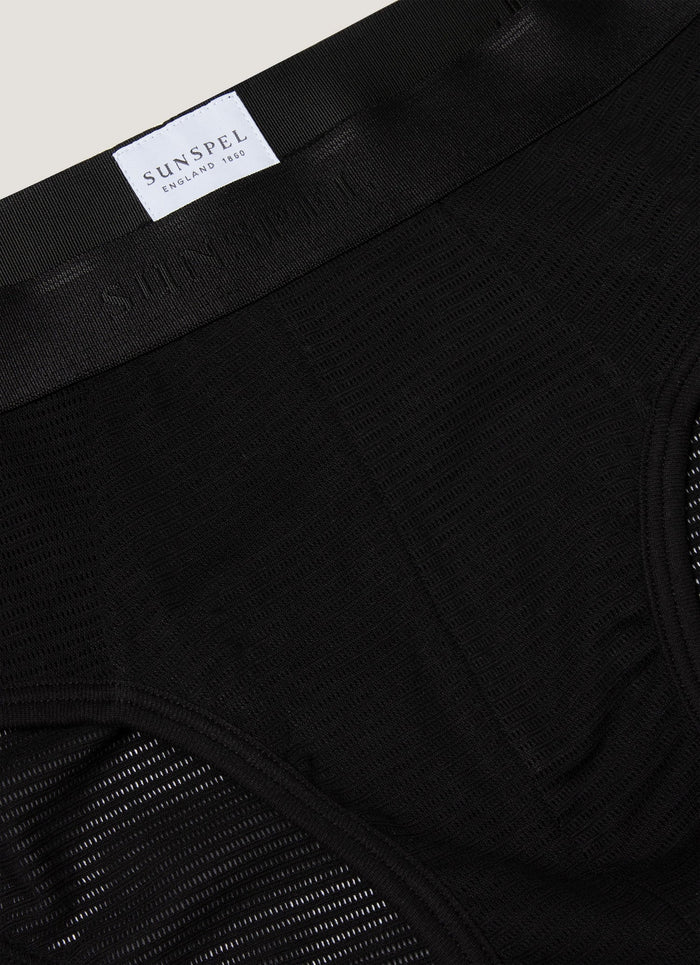 Men's Cellular Cotton Briefs in Black