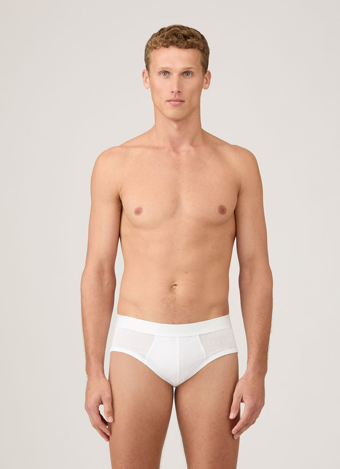 Men's Cellular Cotton Briefs in White