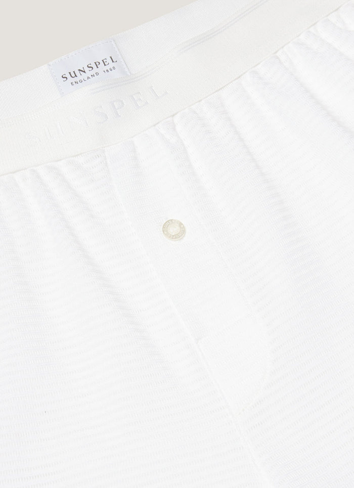 Men's Cellular Cotton One-Button Boxer Short in White