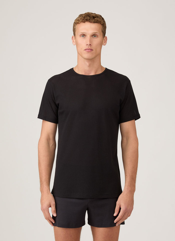 Men's Cellular Cotton Underwear T-shirt in Black