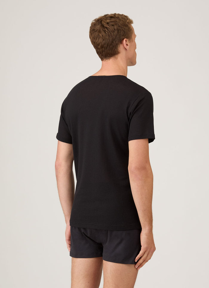 Men's Cellular Cotton Underwear T-shirt in Black