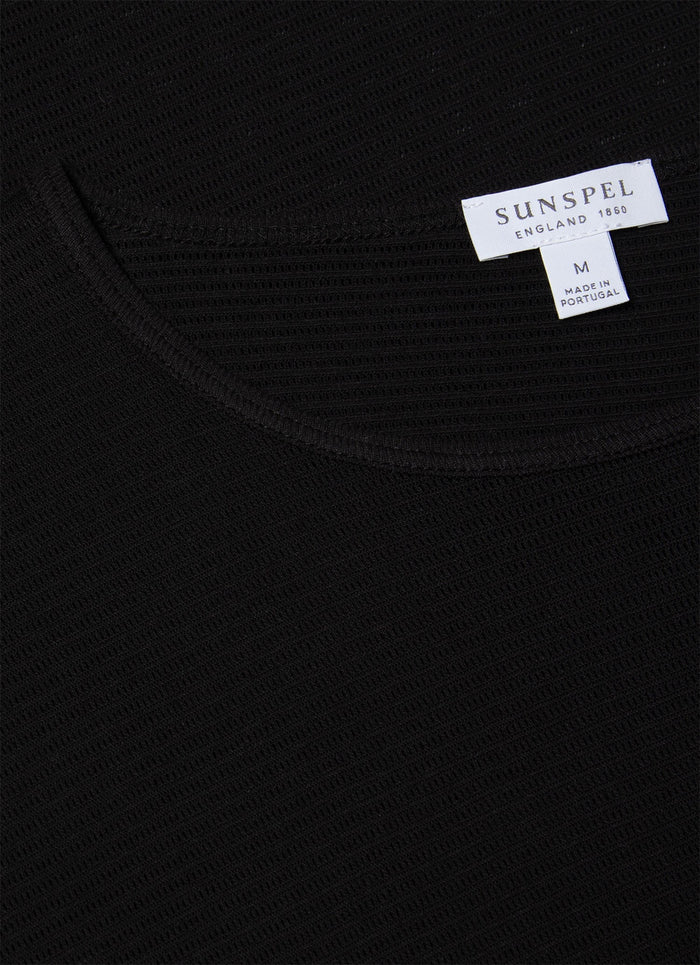 Men's Cellular Cotton Underwear T-shirt in Black