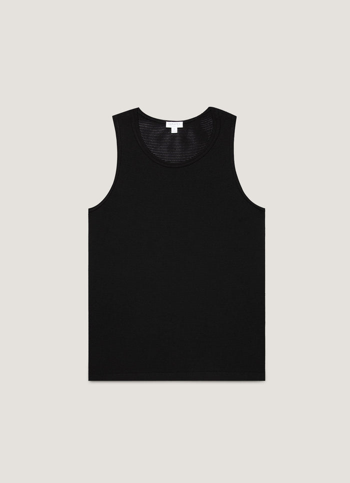 Men's Cellular Cotton Underwear Vest in Black