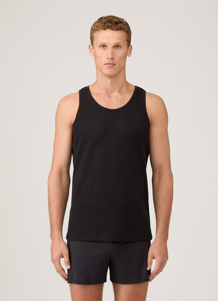 Men's Cellular Cotton Underwear Vest in Black