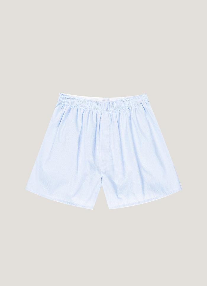 Men's Classic Boxer Short in Light Blue Micro Gingham