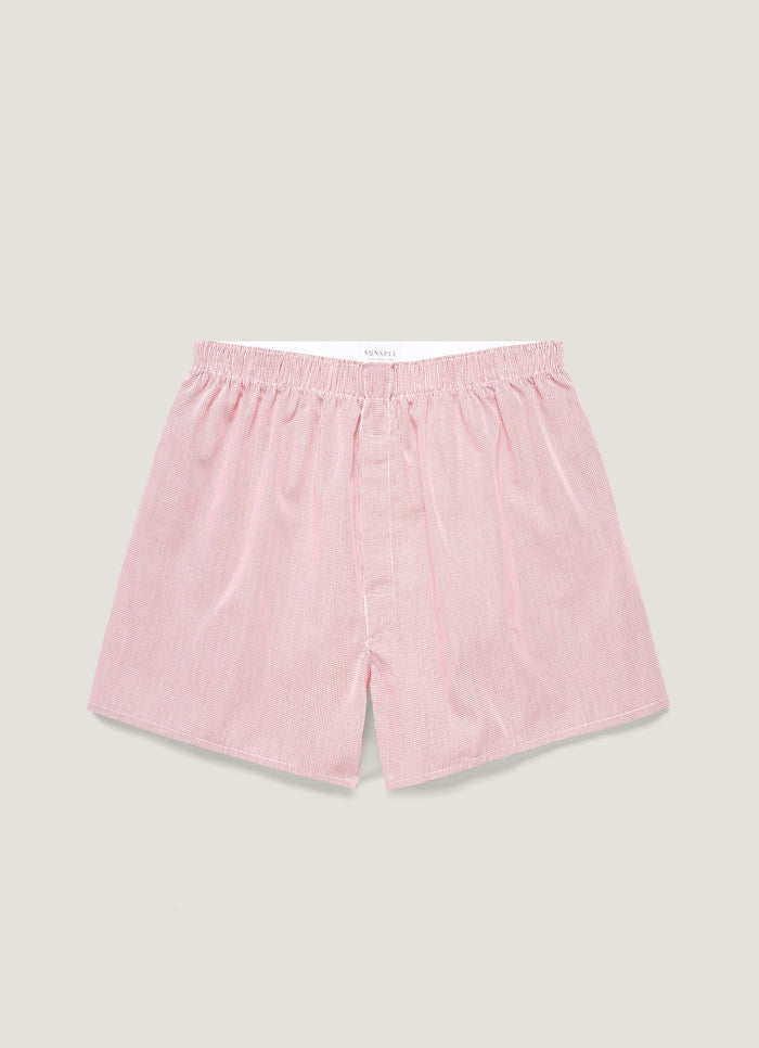 Men's Classic Boxer Short in Red Micro Gingham