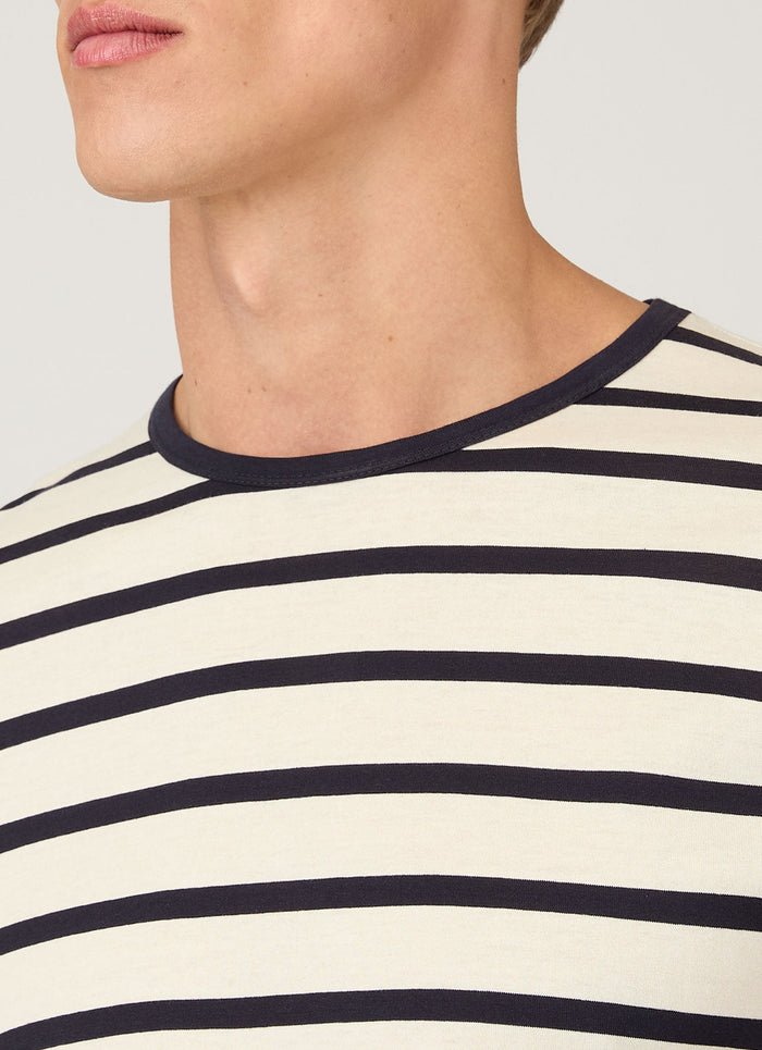 Men's Classic T-shirt in Ecru/Navy Breton Stripe