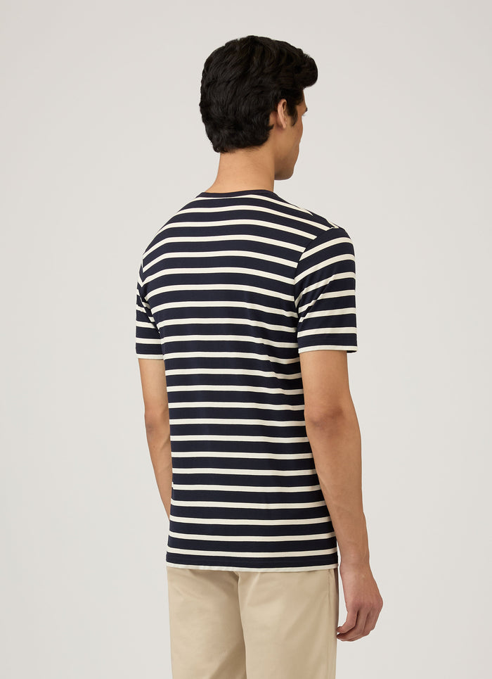 Men's Classic T-shirt in Navy/Ecru Breton Stripe