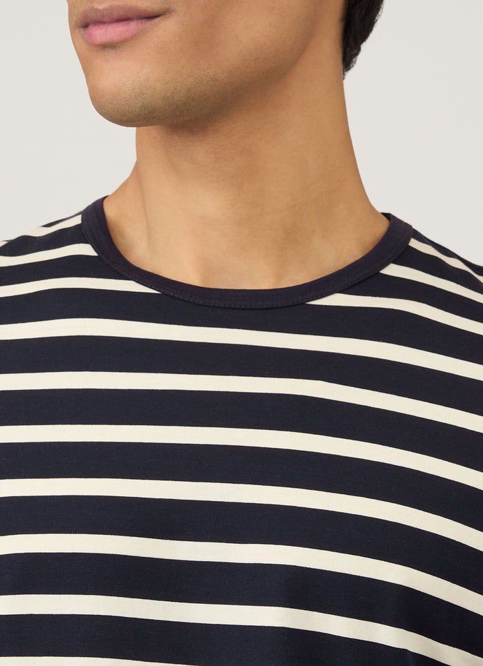 Men's Classic T-shirt in Navy/Ecru Breton Stripe