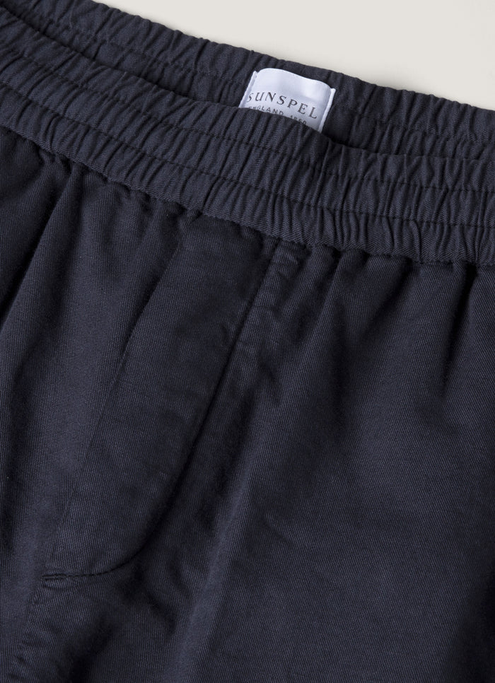 Men's Cotton Linen Drawstring Shorts in Navy