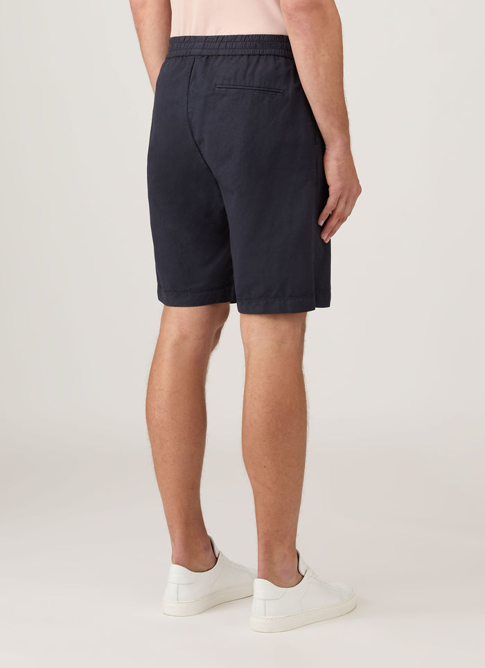 Men's Cotton Linen Drawstring Shorts in Navy