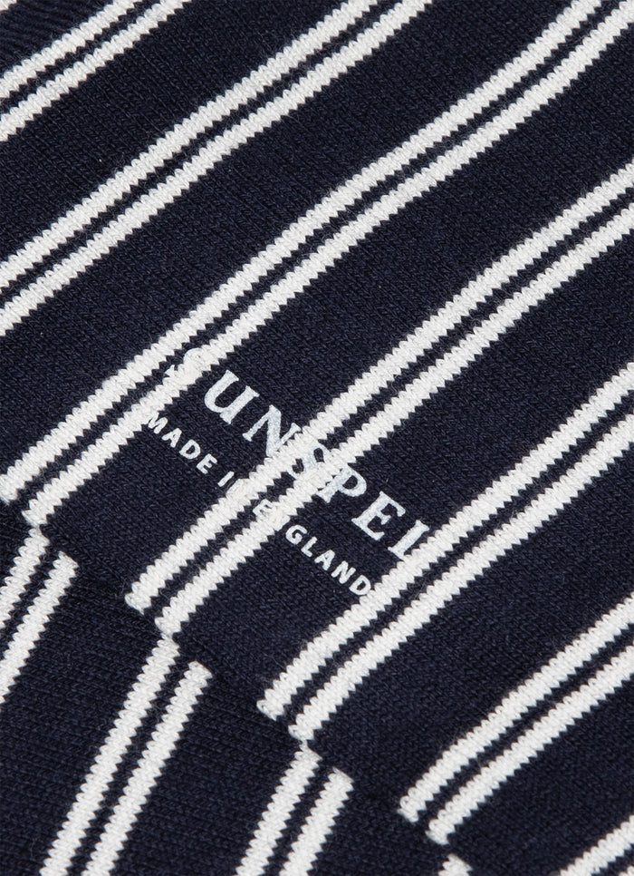 Men's Cotton Socks in Navy/Ecru