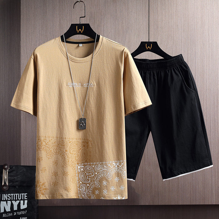Men’s Cotton Summer Sports Set – T-Shirt & Shorts