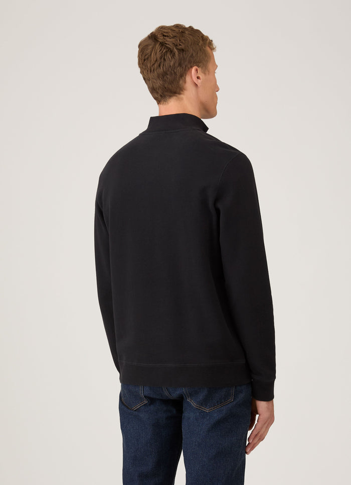 Men's Half Zip Loopback Sweatshirt in Black