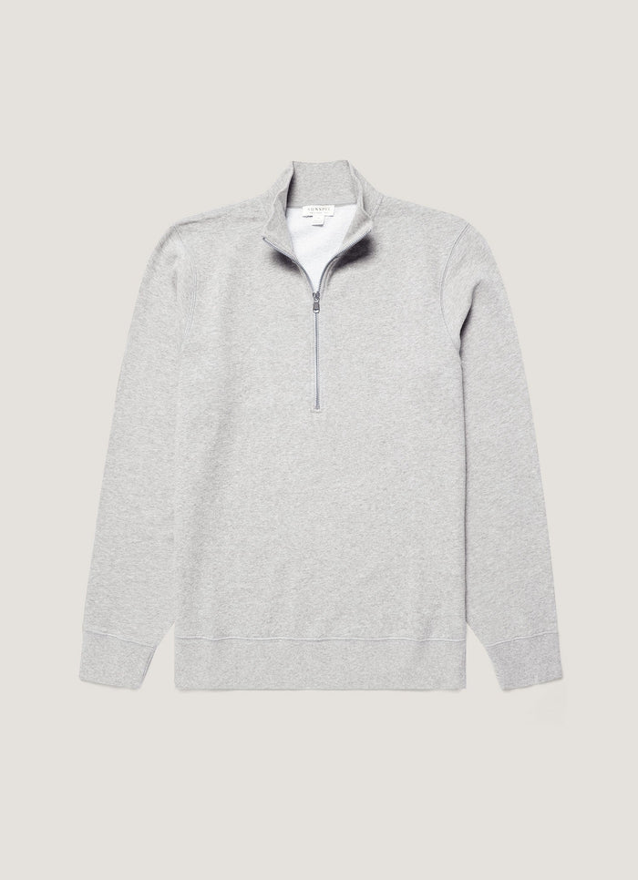Men's Half Zip Loopback Sweatshirt in Grey Melange