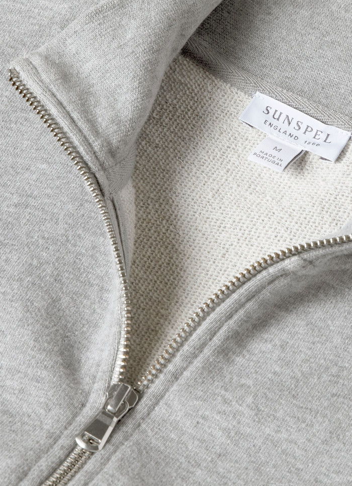 Men's Half Zip Loopback Sweatshirt in Grey Melange