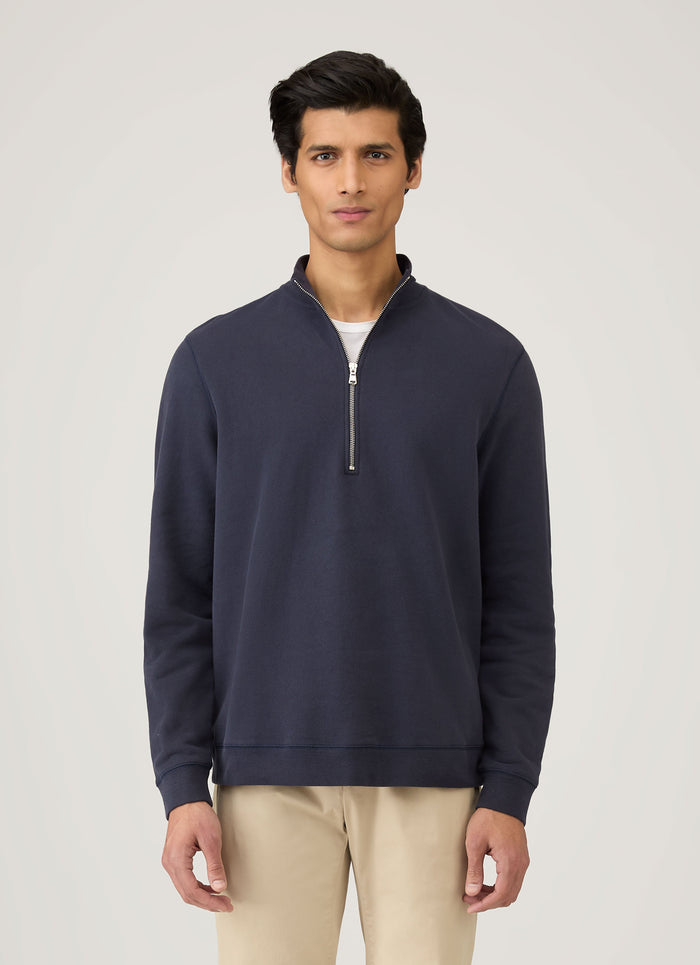 Men's Half Zip Loopback Sweatshirt in Navy