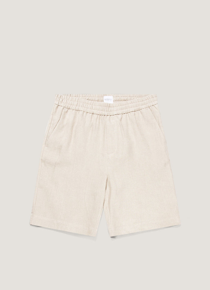 Men's Linen Drawstring Short in Sand
