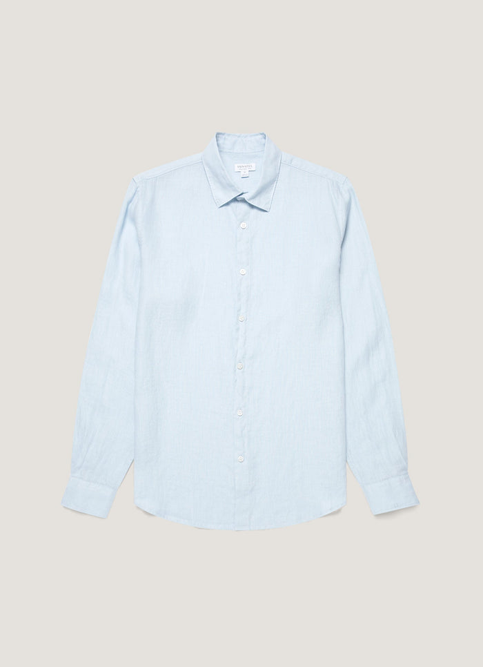 Men's Linen Shirt in Light Blue