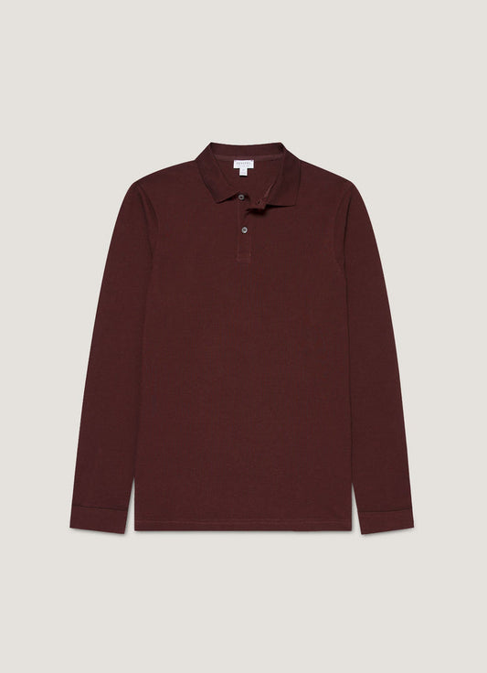 Men's Long Sleeve Piqué Polo Shirt in Bakelite