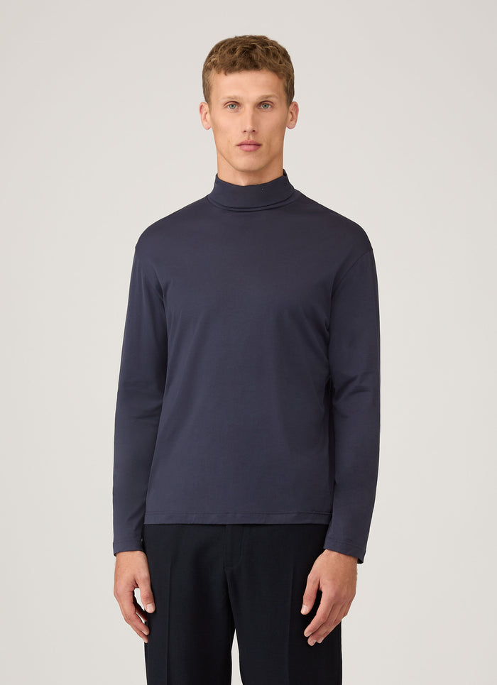 Men's Long Sleeve Roll Neck in Navy