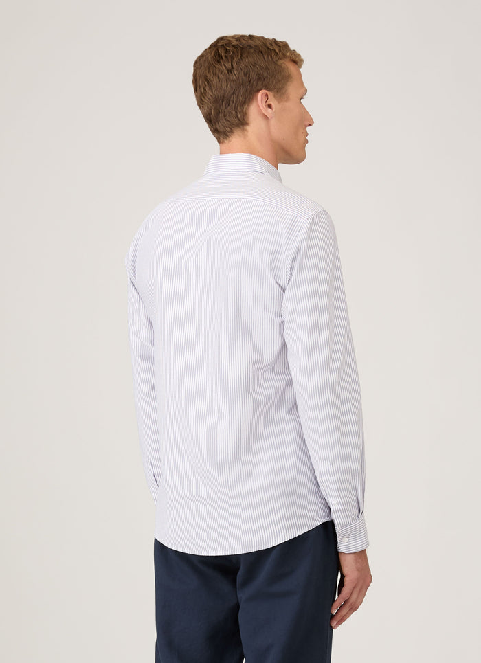 Men's Oxford Shirt in White/Navy