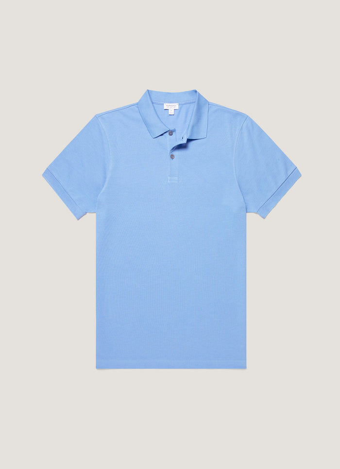 Men's Piqué Polo Shirt in Azure Blue