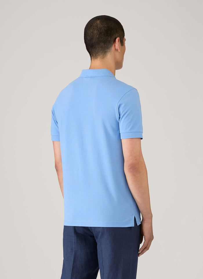 Men's Piqué Polo Shirt in Azure Blue