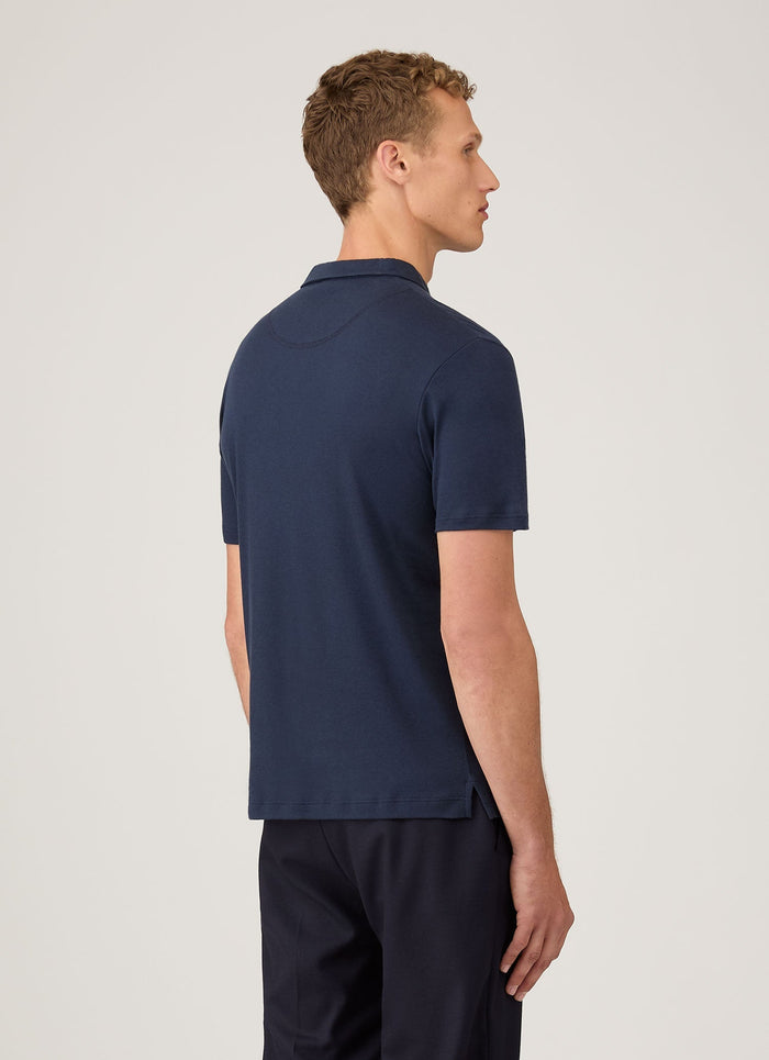 Men's Sea Island Cotton Jersey Polo Shirt in Navy